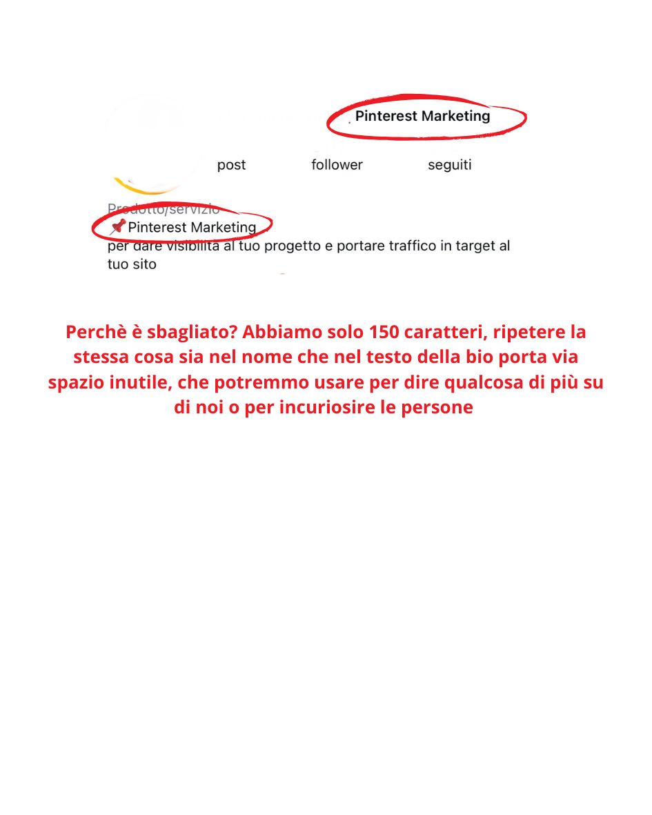 guida alla bio di instagram errore 1 Bio di Instagram con ripetizione della mansione 2 volte portando via spazio inutile